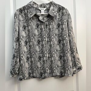 Elegant Monochrome Snake Print Button Down Shirt